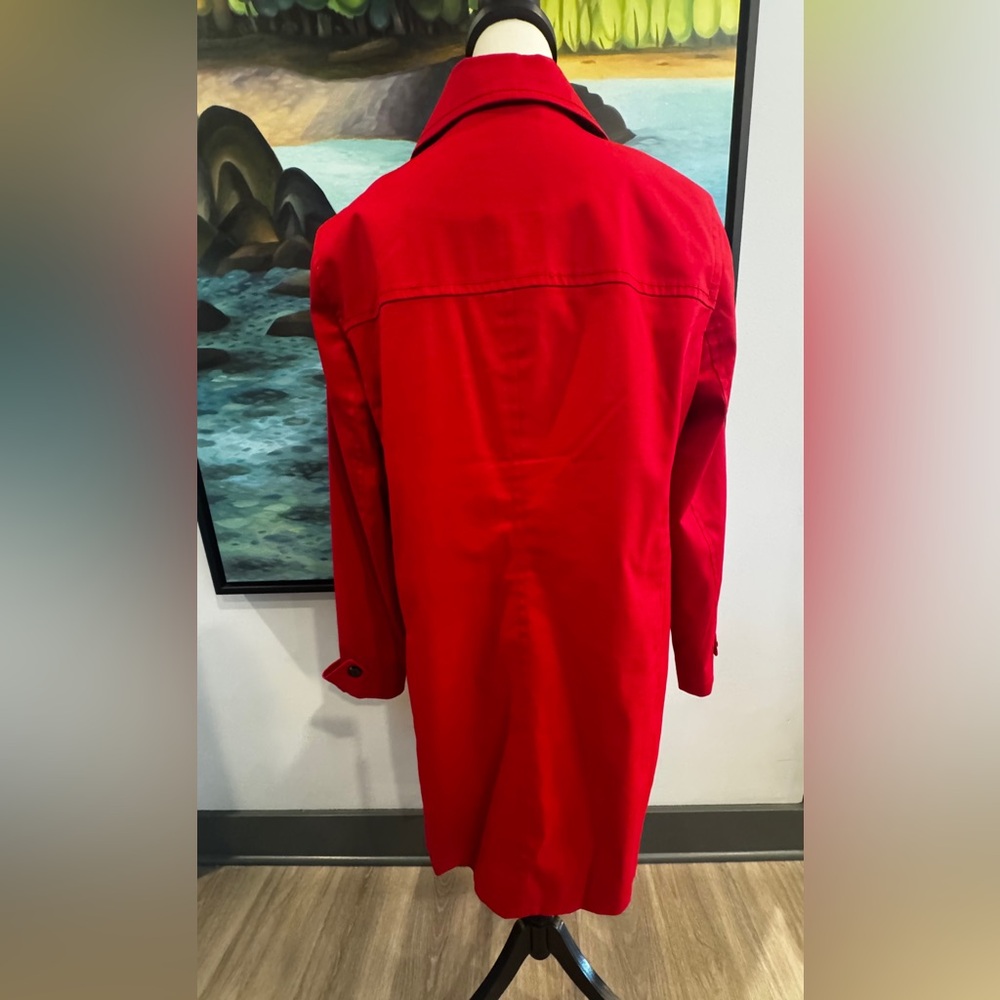 Talbots Vibrant Red Button-Up Trench Coat - Picture 6 of 10